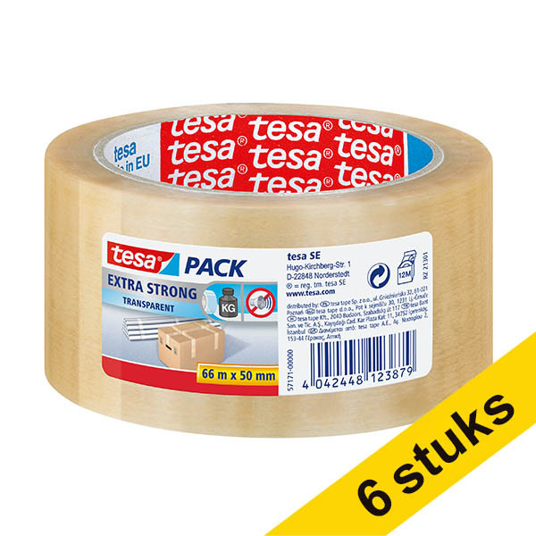 Tesa Pack Extra Strong verpakkingstape transparant 50 mm x 66 m (6 rollen) 203402 - 1