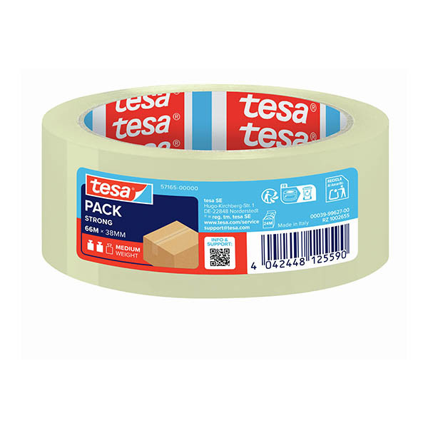 Tesa Pack Strong verpakkingstape transparant 38 mm x 66 m (1 rol) 202328 - 1