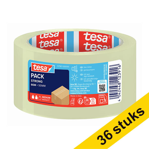 Tesa Pack Strong verpakkingstape transparant 50 mm x 66 m (36 rollen) 202433 - 1