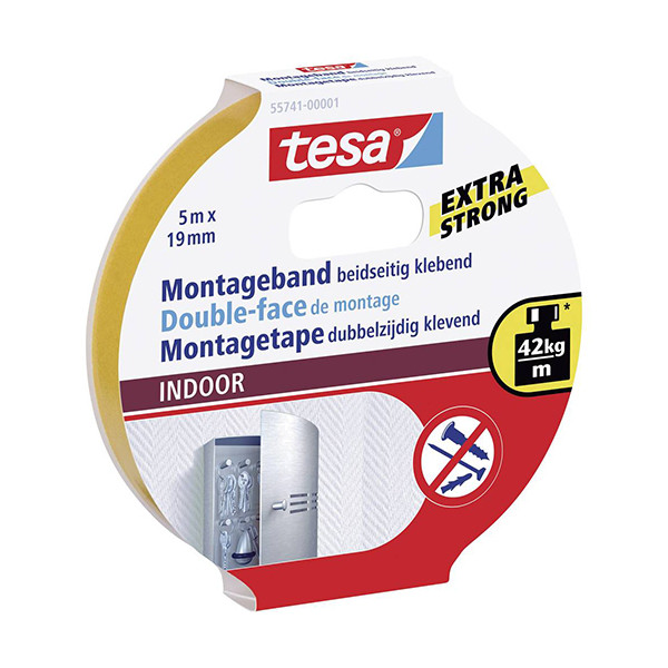 Tesa Powerbond Indoor dubbelzijdige tape 19 mm x 5 m 55741-00001-03 203355 - 1