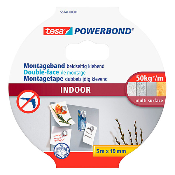 Tesa Powerbond Indoor dubbelzijdige tape 19 mm x 5 m 55741-00001-03 203355 - 2