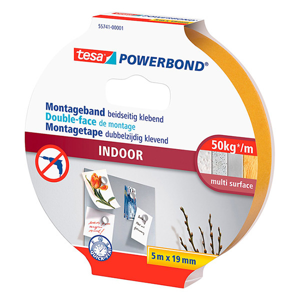 Tesa Powerbond Indoor dubbelzijdige tape 19 mm x 5 m 55741-00001-03 203355 - 3