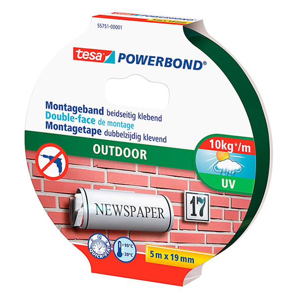 Tesa Powerbond Outdoor dubbelzijdige tape 19 mm x 5 m 55751-00001-03 203358 - 2
