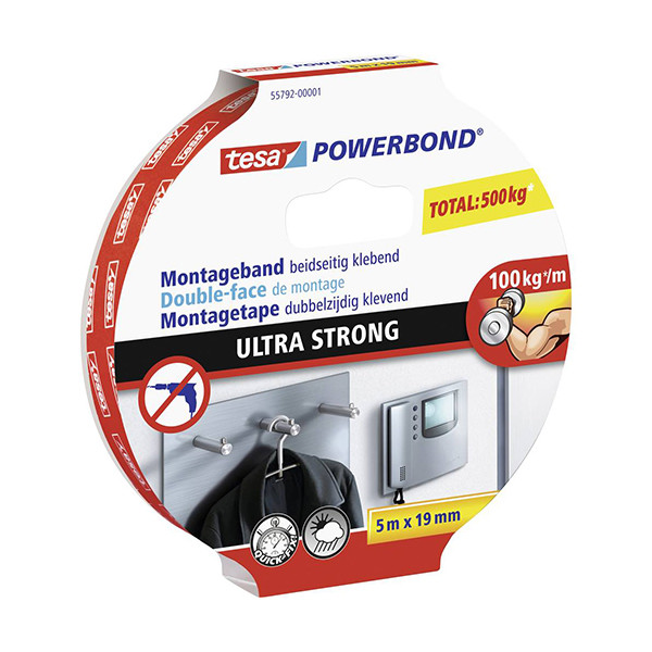 Tesa Powerbond Ultra Strong dubbelzijdige tape 19 mm x 5 m 55792-00001-02 203357 - 1