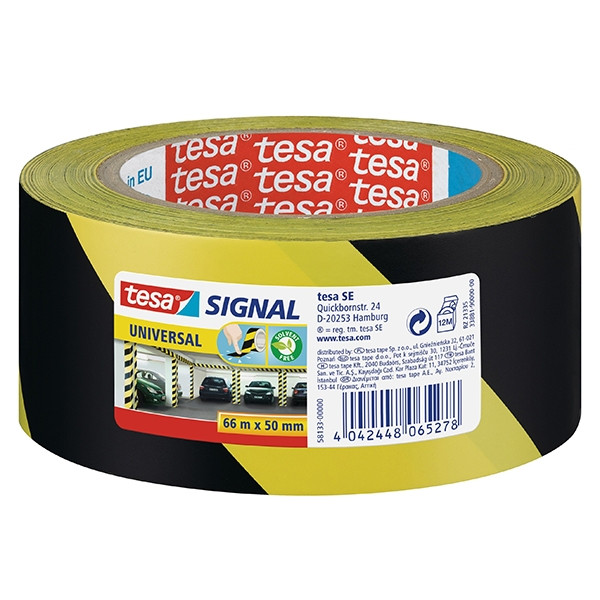 Tesa Signal Universal waarschuwingstape geel/zwart 50 mm x 66 m 202256 - 1
