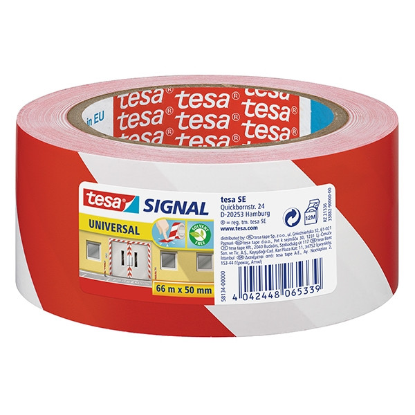Tesa Signal Universal waarschuwingstape rood/wit 50 mm x 66 m 202255 - 1
