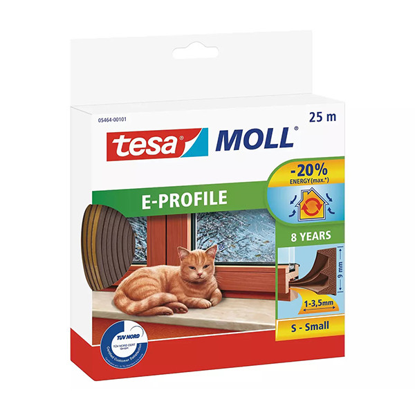Tesa TesaMoll Classic E-profiel tochtstrip bruin 25 m x 9 mm 203309 - 1