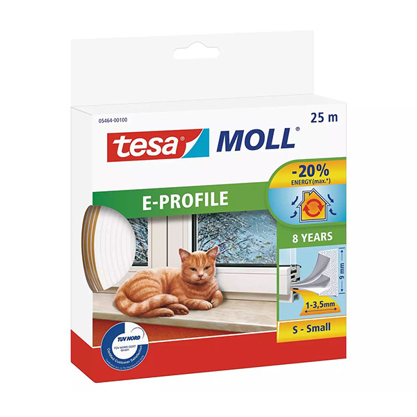 Tesa TesaMoll Classic E-profiel tochtstrip wit 25 m x 9 mm 203308 - 1