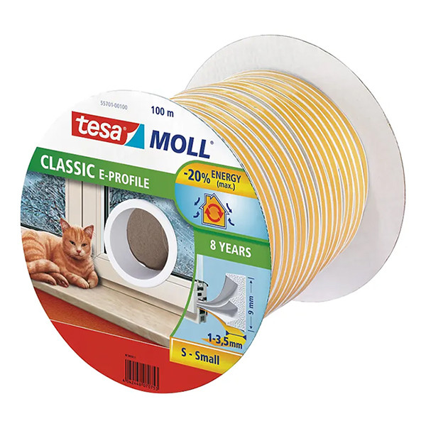 Tesa TesaMoll Classic E-profiel tochtstrip wit 25 m x 9 mm 203308 - 2