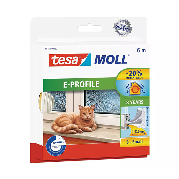 Tesa TesaMoll Classic E-profiel tochtstrip wit 6 m x 9 mm 203306 - 1