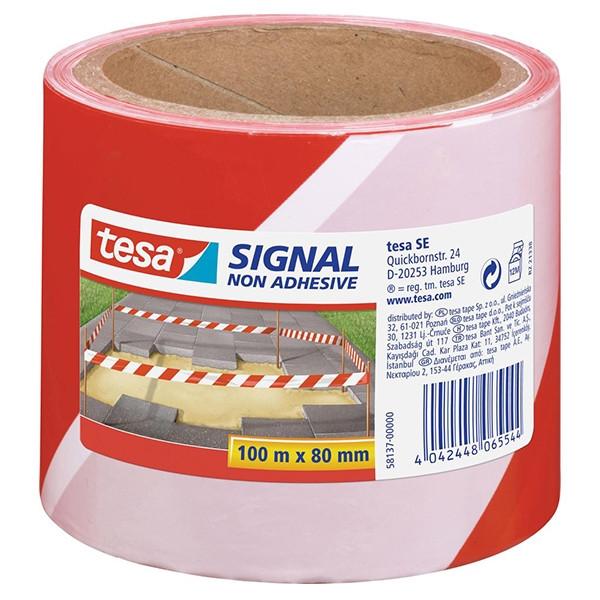 Tesa afzetlint rood/wit 80 mm x 100 m 202258 - 1