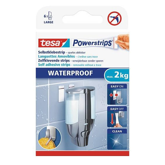 Tesa large powerstrips waterproof (6 stuks) 202351 - 1