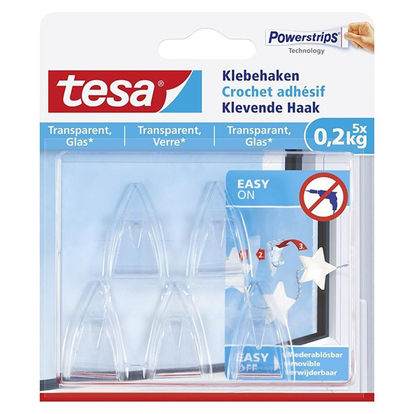 Tesa transparante haak zelfklevend 0,2 kg (5 stuks) 202326 - 1