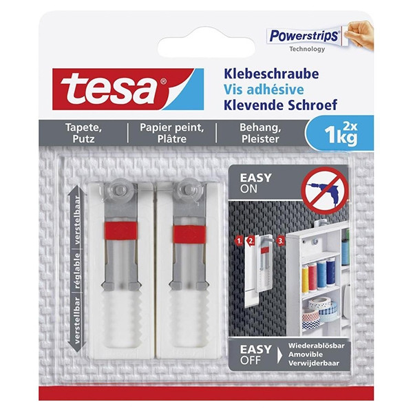 Tesa verstelbare klevende schroef voor gevoelige oppervlakken 1 kg (2 stuks) 202314 - 1