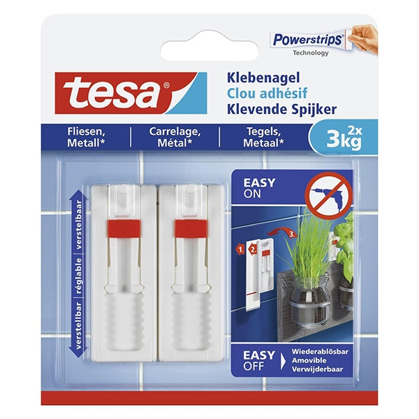 Tesa verstelbare klevende spijker voor tegels en metaal 3 kg (2 stuks) 202298 - 1