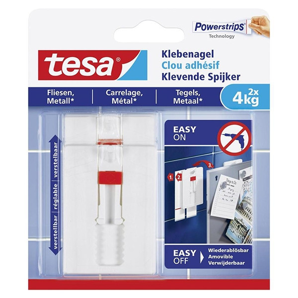 Tesa verstelbare klevende spijker voor tegels en metaal 4 kg (2 stuks) 202299 - 1