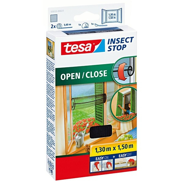 Tesa vliegengaas Insect Stop comfort open/close (130 x 150 cm, zwart) 55033-00021-00 STE00016 - 1