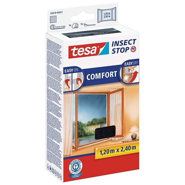 Tesa vliegengaas Insect Stop comfort raam (120 x 240 cm, zwart) STE00010 - 1