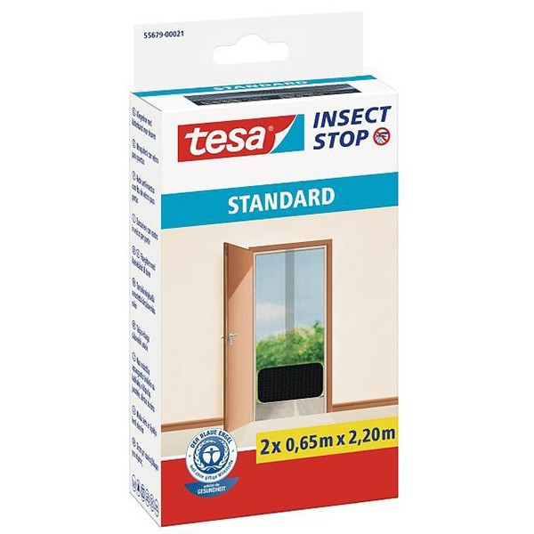 Tesa vliegengaas Insect Stop standaard deur 2 x (65 x 220 cm, antraciet) STE00022 - 1