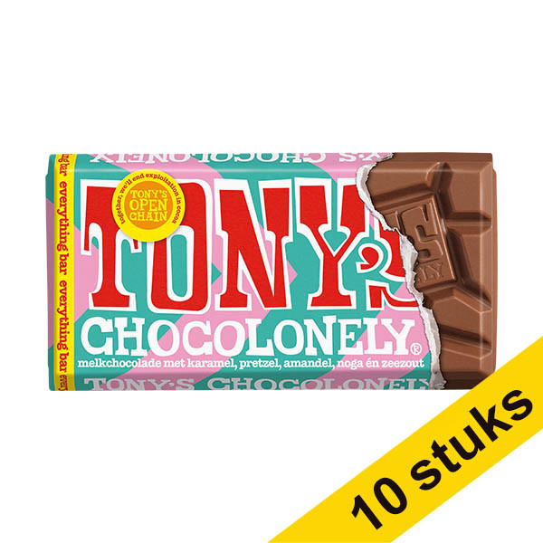 Aanbieding: 10x Tony's Chocolonely Melk Everything chocoladereep 90 gram 137239 - 1