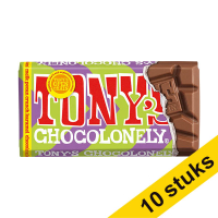 Aanbieding: 10x Tony's Chocolonely Melk Karamel Pecan Crunch chocoladereep 90 gram 137241