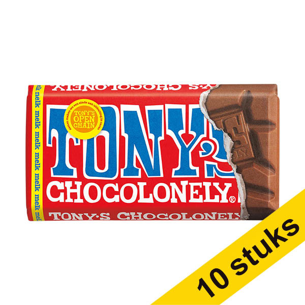 Aanbieding: 10x Tony's Chocolonely Melk chocoladereep 90 gram 137233 - 1