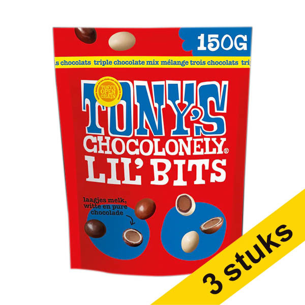 Aanbieding: 3x Tony's Chocolonely LiL'Bits Triple chocolate mix (150 gram) 137157 - 1