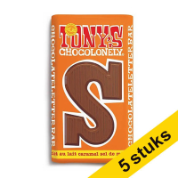 Aanbieding: 5x Tony's Chocolonely Melk Karamel Zeezout S chocoladeletter 180 gram 200293