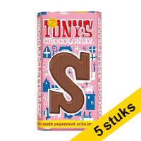 Aanbieding: 5x Tony's Chocolonely Melk Pepernoot Schuimpjes S chocoladeletter 180 gram 200341