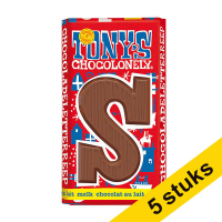 Aanbieding: 5x Tony's Chocolonely Melk S chocoladeletter 180 gram