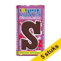 Aanbieding: 5x Tony's Chocolonely Puur Pepernoot S chocoladeletter 180 gram 200296