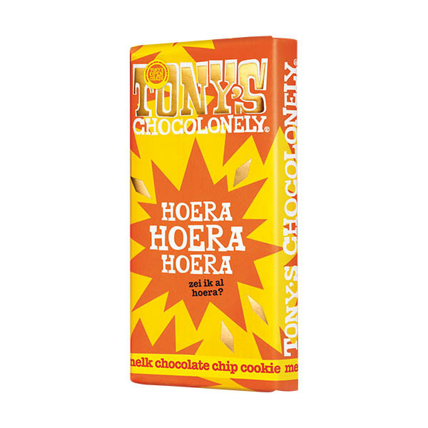 Tony's Chocolonely Melk Chocolate Chip Cookie "Hoera" chocoladereep 180 gram 137226 - 1