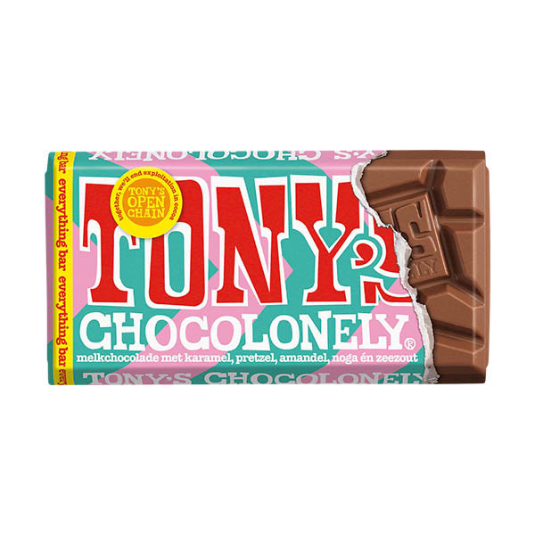 Tony's Chocolonely Melk Everything chocoladereep 90 gram 137238 - 1