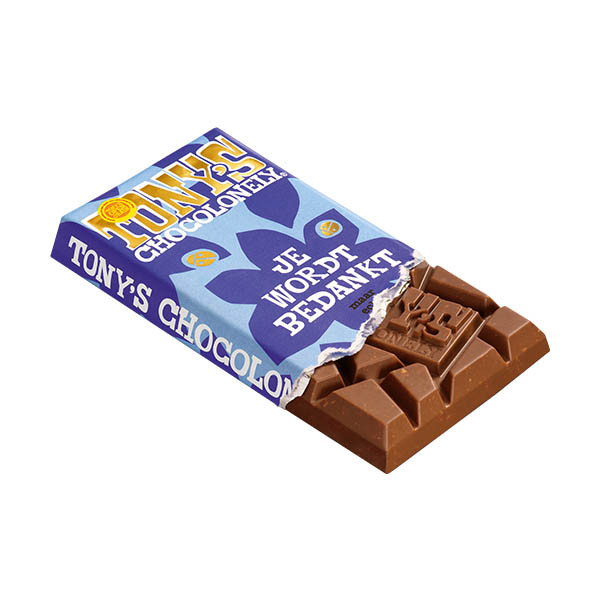 Tony's Chocolonely Melk Karamel Biscuit bedankt chocoladereep 180 gram 137228 - 3
