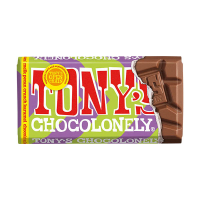 Tony's Chocolonely Melk Karamel Pecan Crunch chocoladereep 90 gram 137240