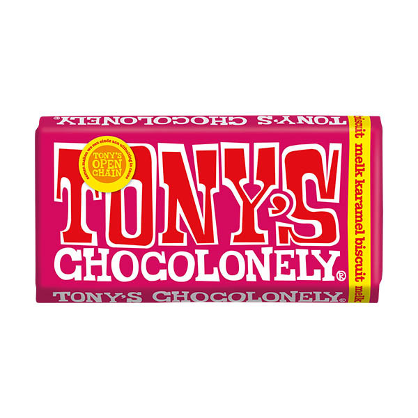 Tony's Chocolonely Melk Karamelbiscuit chocoladereep 180 gram 137212 - 1