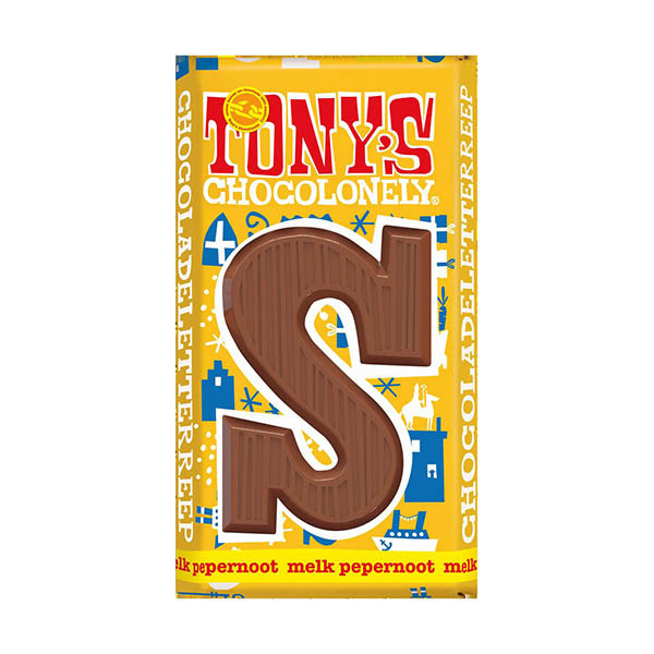 Tony's Chocolonely Melk Pepernoot S chocoladeletter 180 gram 200280 - 1