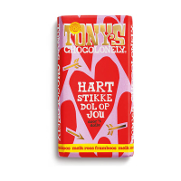 Tony's Chocolonely Melk Roos Framboos dol op jou chocoladereep 180 gram 137230