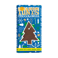 Tony's Chocolonely Pure Chocolade 51% Mint Candy Cane kerstreep 180 gram 137271