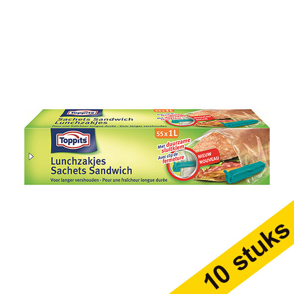 Aanbieding: 10x Toppits boterhamzakjes 1 liter (55 stuks) STO05007 - 1