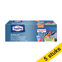 Aanbieding: 5x Toppits diepvrieszakjes met zip-sluiting 1 liter (20 stuks)