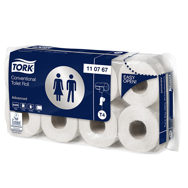 Tork 110767 toiletpapier traditioneel 2-laags 8 rollen geschikt voor Tork T4 dispenser 110767 STO00111 - 1