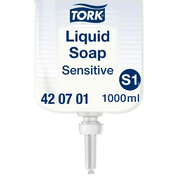 Tork 420701 vloeibare zeep voor gevoelige huid geschikt voor Tork S1 dispenser (1 liter) 420701 STO00143 - 1