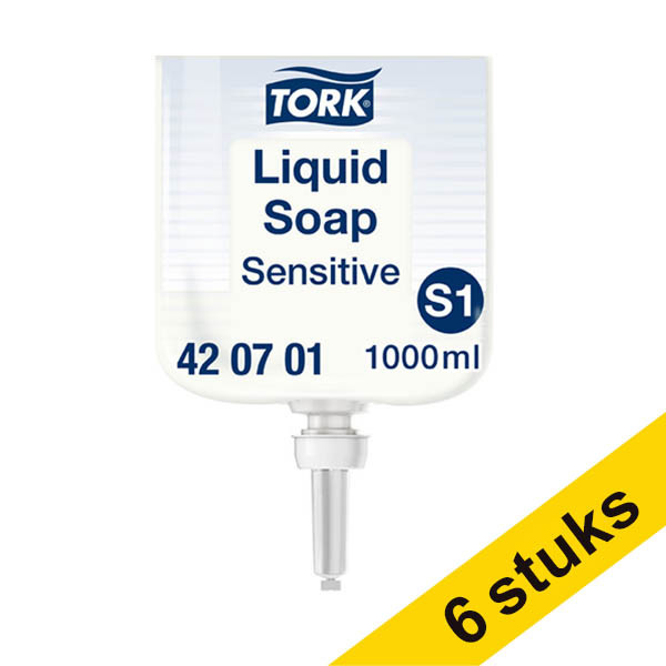 Tork Aanbieding: 6x Tork 420701 vloeibare zeep voor gevoelige huid geschikt voor Tork S1 dispenser (1 liter)  STO05197 - 1