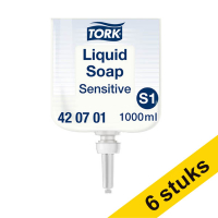 Tork Aanbieding: 6x Tork 420701 vloeibare zeep voor gevoelige huid geschikt voor Tork S1 dispenser (1 liter)  STO05197