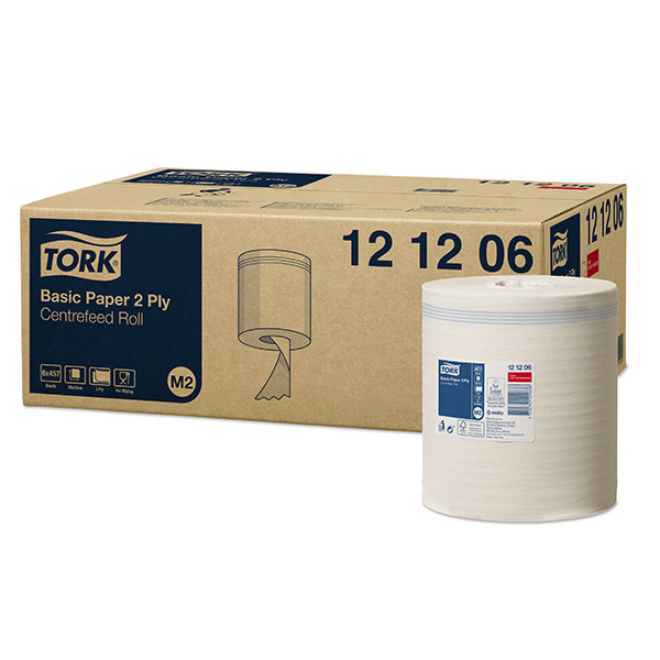 Tork Basic 121206 poetspapier 2-laags 6 rollen voor Tork M2 dispenser 121206 STO00067 - 1