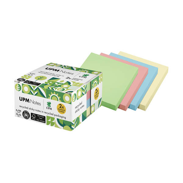 UPM gerecyclede zelfklevende notes pastelmix (4 x 100 vel) 303225 - 1