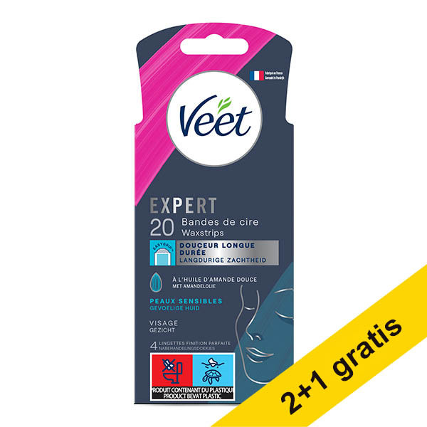 Aanbieding: 3x Veet Expert cold wax strips gezicht gevoelige huid (20 stuks) SVE01052 - 1