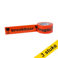 Waarschuwingstape breekbaar oranje 50 mm x 66 m (3 rollen) 200.130 206247