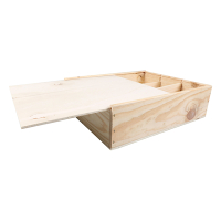 White label 3-fles schuifkist met houten deksel 360 x 296 x 96 mm (5 stuks) 479006 402924